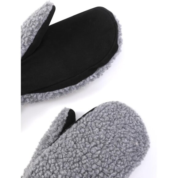 ⚡Women's Grey Genuine Suede Outdoor Mitt Thermal Lined Finger Liners Mitten - Picture 2 of 7